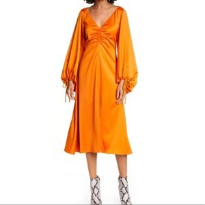 NWT Staud Sofia Long Balloon Sleeve Midi Dress